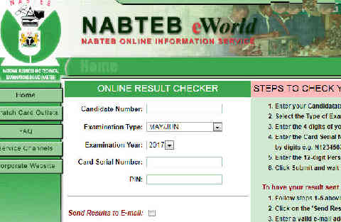 Candidate checking NABTEB results online via result checker portal